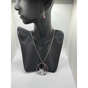 Silver Pink Necklace & Earring Set- NWOT